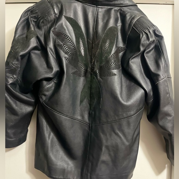 Vintage 80s Snakeskin Batwing Black Leather Jacket Made In Turkey Sz Small Women - Picture 7 of 12